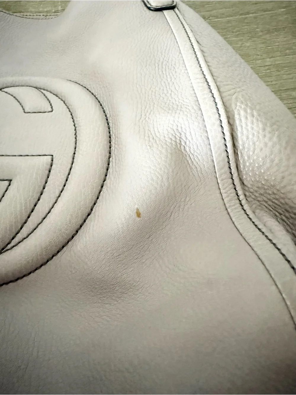 Gucci Soho Tote Taupe Pebbled Leather Shoulder Bag